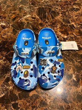 CROCS x BAPE Blue Camo Crocs with Character Charms